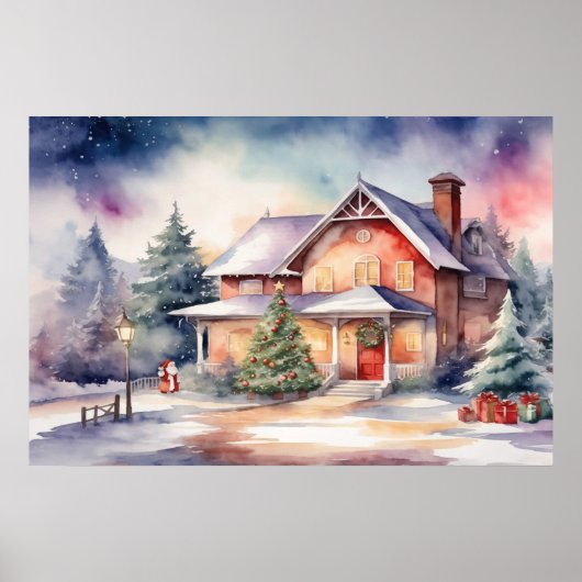 Waterverf kerstkunst poster (Voorkant)