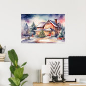 Waterverf kerstkunst poster (Thuiskantoor)