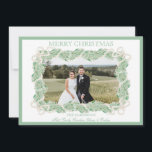 Waterverf kerstkurk horizontaal stoppen feestdagenkaart<br><div class="desc">Waterverf kerstgarland houdt Vintage één Kaart voor de fotovakantie tegen. Deze prachtige kerstfotokaart is voorzien van een waterverf kersttuin met witte bogen als lijst voor één foto. De achterkant van de uitnodiging zijn kerstgerechten met kerstgarland en bogen. Het is perfect als je op zoek bent naar een klassieke, zuidelijke, grootmilleniale...</div>