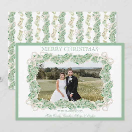 Waterverf kerstkurk horizontaal stoppen feestdagenkaart (Voorkant / Achterkant)