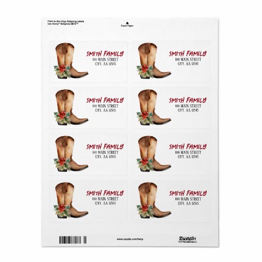 Waterverf Kerstlaars Etiket (Full Sheet)