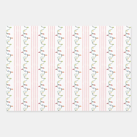 Waterverf kerstlampjes inpakpapier vel (Voorkant 3)