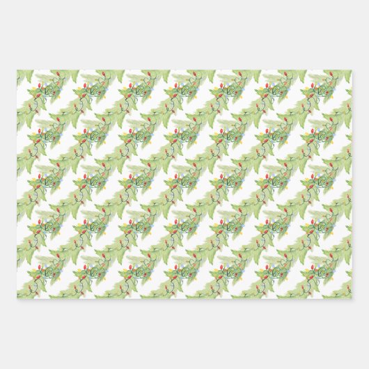 Waterverf kerstlampjes inpakpapier vel (Voorkant 2)