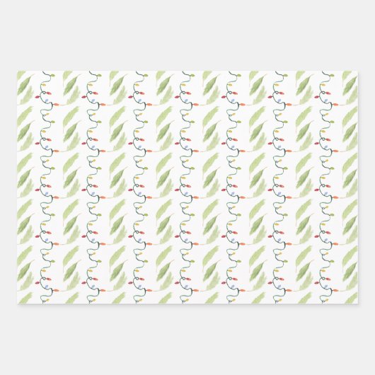 Waterverf kerstlampjes inpakpapier vel (Voorkant)