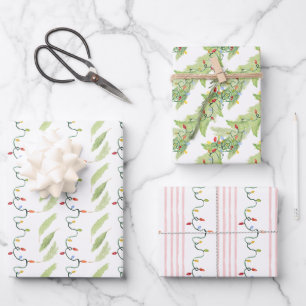 Waterverf kerstlampjes inpakpapier vel