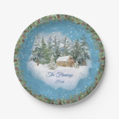 Waterverf Kerstland Winter Gepersonaliseerd Papieren Bordje (Voorkant)