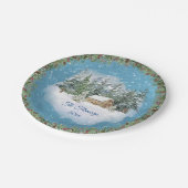 Waterverf Kerstland Winter Gepersonaliseerd Papieren Bordje (Gekanteld)