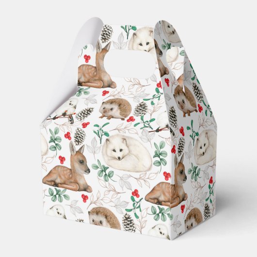 Waterverf Kerstlanddieren, Pinecones Bedankdoosjes (Achterkant)