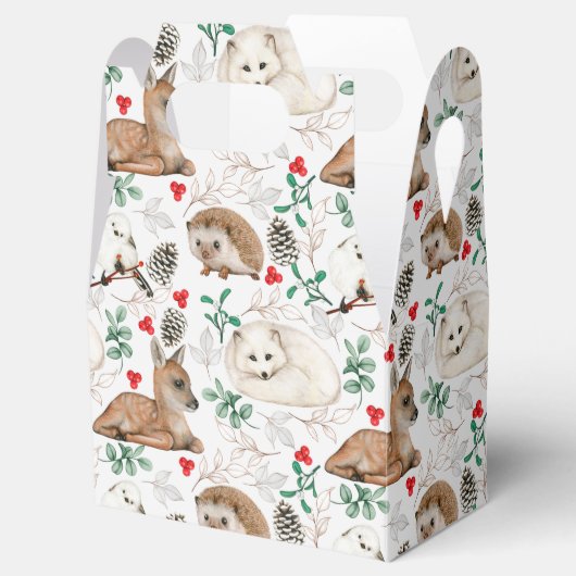 Waterverf Kerstlanddieren, Pinecones Bedankdoosjes (Geopend)