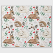 Waterverf Kerstlanddieren, Pinecones Cadeaupapier (Vlak)