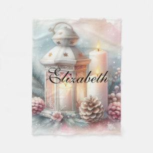  Waterverf kerstlantaarn en Ornamenten Fleece Deken