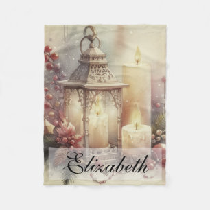  Waterverf kerstlantaarn en Ornamenten Fleece Deken