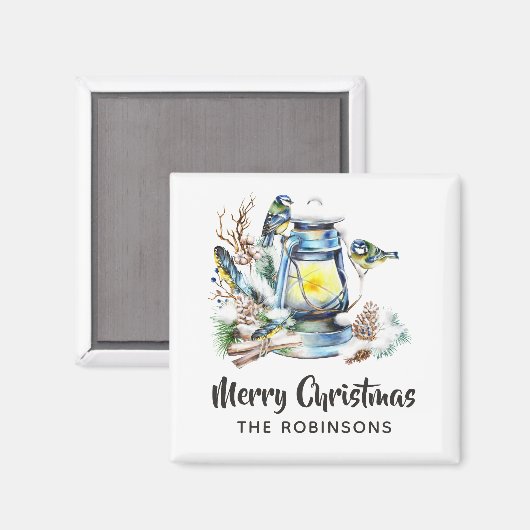 Waterverf kerstlantaarn magneet (Voorkant / Achterkant)