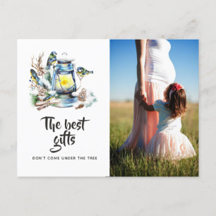 Waterverf kerstlantaarn Verwacht foto Aankondigingskaart