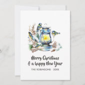 Waterverf kerstlantaarns fotocollage feestdagenkaart (Voorkant)