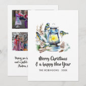 Waterverf kerstlantaarns fotocollage feestdagenkaart (Voorkant / Achterkant)