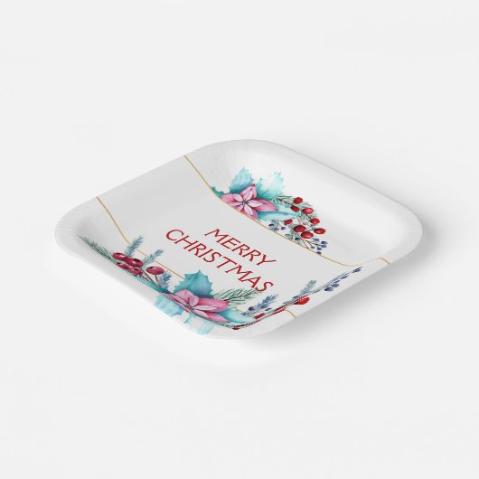 Waterverf kerstLijst Papieren Bordje (Gebogen)