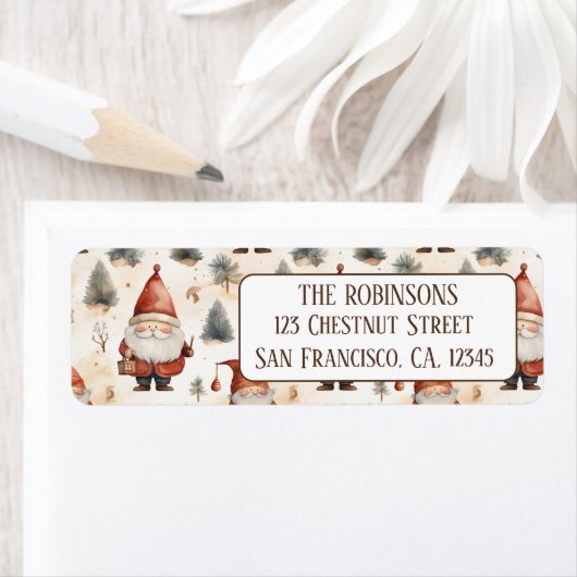 Waterverf Kerstman 2- retouradres Etiket (Insitu)