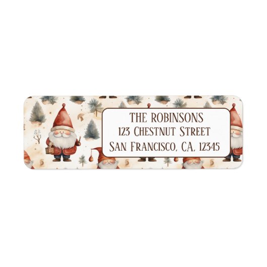 Waterverf Kerstman 2- retouradres Etiket (Voorkant)