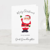 Waterverf kerstman achterkleindochter feestdagen kaart (Voorkant)