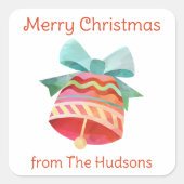 Waterverf kerstman Bell Gift Stickers (Voorkant)
