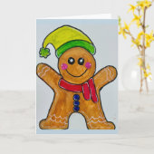 Waterverf Kerstman Blanke Kaart   (Gele Bloem)