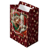 Waterverf Kerstman Classic Kerstcadeau Tas Medium Cadeauzakje (Voorkant Gekanteld)