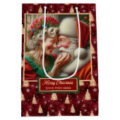 Waterverf Kerstman Classic Kerstcadeau Tas Medium Cadeauzakje (Achterkant)