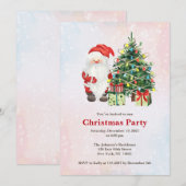 Waterverf kerstman en kerstboom met geschenken kaart (Voorkant / Achterkant)