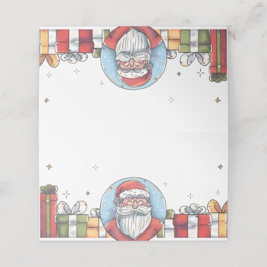 Waterverf Kerstman en kerstcadeaus Plaatskaartje (Buitenkant ongevouwen)