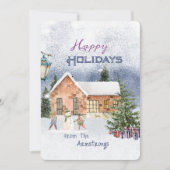 Waterverf Kerstman Familie Scene Feestdagenkaart (Voorkant)