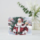 Waterverf kerstman feestdagenkaart (Staand voorkant)