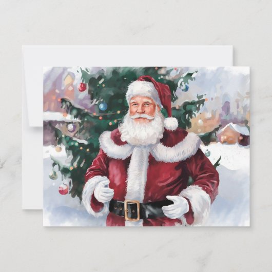 Waterverf kerstman feestdagenkaart (Voorkant)