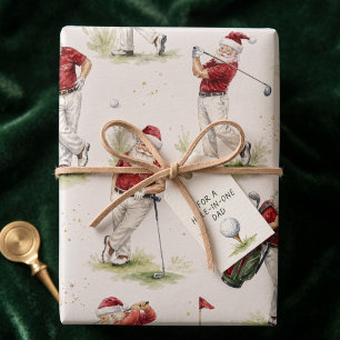 Waterverf Kerstman Golf Kerstmis Inpakpapier Vel