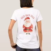 Waterverf Kerstman HO HO HO HO Schattigee Kerst T-shirt (Achterkant)