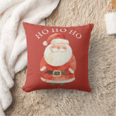 Waterverf Kerstman HO HO HO Schattige Kerst Rode Kussen (Deken)