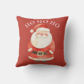 Waterverf Kerstman HO HO HO Schattige Kerst Rode Kussen (Achterkant)
