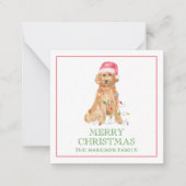 Waterverf Kerstman Hond Cadeauverblijf Notitiekaartje (Voorkant)