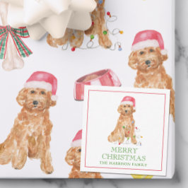 Waterverf Kerstman Hond Cadeauverblijf Notitiekaartje