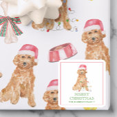 Waterverf Kerstman Hond Cadeauverblijf Vierkante Sticker