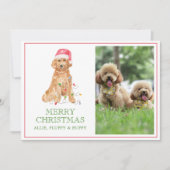 Waterverf Kerstman Hond Foto Feestdagenkaart (Voorkant)
