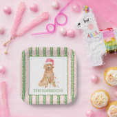 Waterverf Kerstman Hond Gepersonaliseerd Papieren Bordje (Feest)