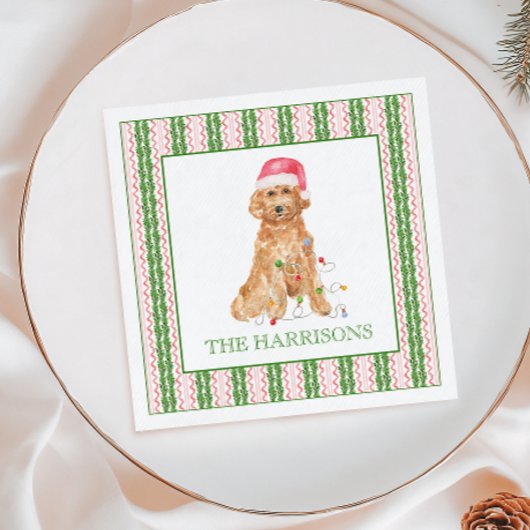 Waterverf Kerstman Hond Gepersonaliseerd Servet