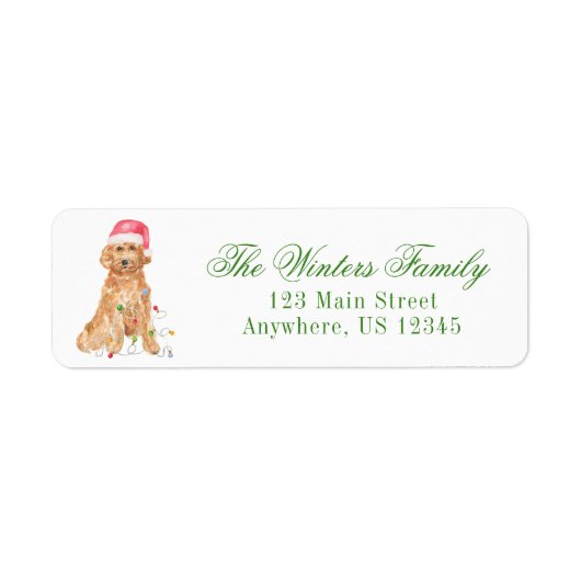 Waterverf Kerstman hondenadres Etiket (Voorkant)