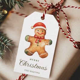 Waterverf Kerstman Kerst  Cadeaulabel