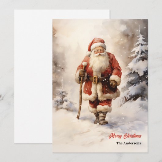  waterverf Kerstman Kerst Feestdagenkaart (Voorkant / Achterkant)