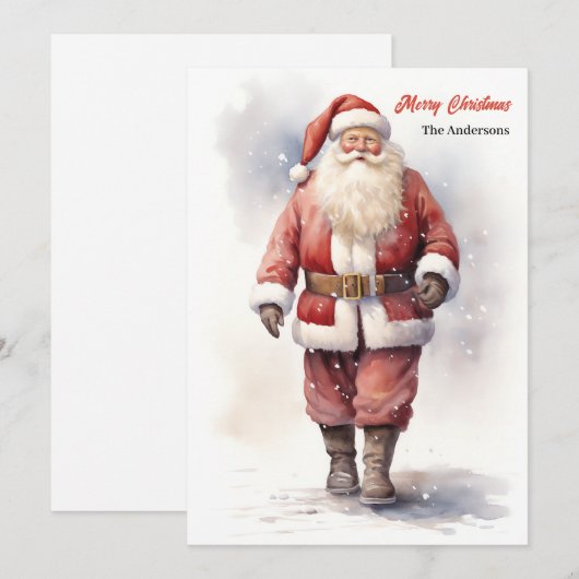  waterverf Kerstman Kerst Feestdagenkaart (Voorkant / Achterkant)