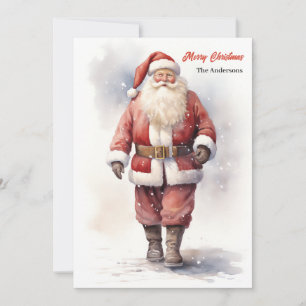 waterverf Kerstman Kerst Feestdagenkaart