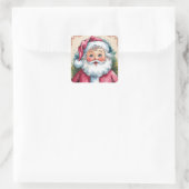  Waterverf Kerstman Kerst Vierkante Sticker (Tas)