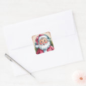  Waterverf Kerstman Kerst Vierkante Sticker (Envelop)
